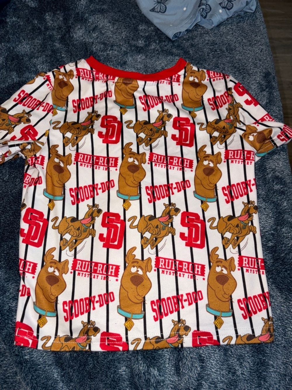 SHEIN White, Red & Brown Scooby-Doo Graphic Short Sleeve Tee